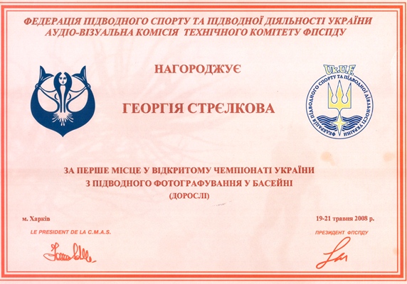 Сертификат Чемпион Украины